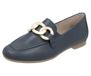Loafer REMONTE, Damen, Gr. 36, blau (dunkelblau), Leder, unifarben, Schuhe Loafer, Blockabsatz, Slipper, Businessschuh mit herausnehmbarer Einlage (18233126-36)