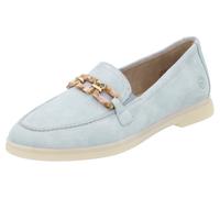 Loafer REMONTE "Elisabeth Hurley-Collection", Damen, Gr. 40, blau (hellblau), Veloursleder, unifarben, Schuhe Loafer, Slipper, Halbschuh, Businessschuh mit modischer Zierkette (91026706-40) hellblau