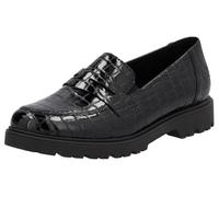 Loafer RIEKER, Damen, Gr. 39, schwarz, Lacklederimitat, glänzend, Schuhe Loafer, Slipper, Schlupfschuh, Collegeschuh mit kleinen Gummizügen (16855444-39) schwarz