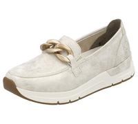 Loafer RIEKER, Damen, Gr. 43, beige (creme), Lederimitat, metallic, Schuhe Loafer, Slipper, Slip-on Sneaker, Halbschuh mit modischer Zierkette (77872736-43)