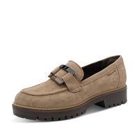 Loafer TAMARIS, Damen, Gr. 36, taupe, Ziegenveloursleder, aufgeraut, unifarben, Schuhe Loafer, Blockabsatz, Slipper, Businesschuh mit Touch-It-Ausstattung (19971138-36) taupe