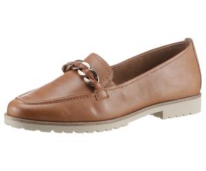 Loafer TAMARIS, Damen, Gr. 39, braun (cognac), Leder, Schuhe Loafer, Chunky Slipper, Business Schuh mit trendiger Flechtkette (58396831-39) cognac