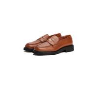 Loafer TOMMY HILFIGER "CREST SQUARISH TOE PENNY LOAFER", Damen, Gr. 41, braun, Leder, unifarben, Schuhe Loafer, Blockabsatz, Slipper, Businessschuh mit Schmuckelement (38206448-41)