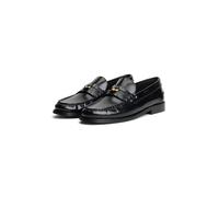 Loafer TOMMY HILFIGER "HILFIGER PENNY ABRASIVATO", Damen, Gr. 39, schwarz, Nappaleder, Schuhe Loafer, Blockabsatz, Slipper, Businessschuh mit klassischem Zierriegel (95908618-39) schwarz