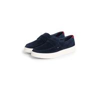 Loafer TOMMY HILFIGER "MODERN LIGHT HYBRID SUEDE LOAFER", Damen, Gr. 42, dunkelblau, Veloursleder, Veloursleder, unifarben mit Farbeinsatz, Schuhe Loafer, Businessschuh, Slipper, Schlüpfschuh, mit mod