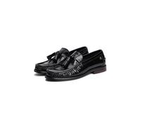 Loafer TOMMY HILFIGER "SQUARE TOE TASSEL LOAFER", Damen, Gr. 41, Leder Textil, schwarz, Nappaleder, Schuhe Loafer, Blockabsatz, Slipper mit modischer Quaste (85436060-41) schwarz