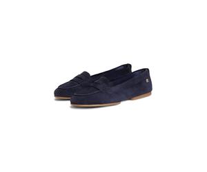 Loafer TOMMY HILFIGER "TH FLEX SUEDE LOAFER BALLERINA", Damen, Gr. 37, blau (dunkelblau), Veloursleder, Basic, Schuhe Loafer, Schlupfschuh, Slipper, Pennyloafer im Mokassin-Stil (94918612-37) dunkelbl