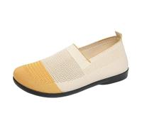 Loafers Damen Strick Sneaker Farbblock Mesh Halbschuhe Slip On Walkingschuhe Gestickt Flache Slipper rutschfeste OrthopäDische Turnschuhe Sommer Atmungsaktive Freizeitschuhe