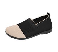 Loafers Damen Strick Sneaker Farbblock Mesh Halbschuhe Slip On Walkingschuhe Gestickt Flache Slipper rutschfeste OrthopäDische Turnschuhe Sommer Atmungsaktive Freizeitschuhe