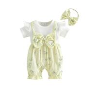 Loalirando Baby Kleidung Mädchen Sommer Neugeborene Kurz Strampler Kurzarm ohne Füße One Piece Outfit Einteiler (Gänseblümchen Gelb, 3-6 Monate)