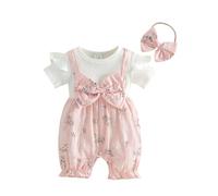 Loalirando Baby Kleidung Mädchen Sommer Neugeborene Kurz Strampler Kurzarm ohne Füße One Piece Outfit Einteiler (Gänseblümchen Rosa, 6-9 Monate)