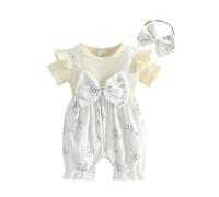 Loalirando Baby Kleidung Mädchen Sommer Neugeborene Kurz Strampler Kurzarm ohne Füße One Piece Outfit Einteiler (Gänseblümchen Weiß, 6-9 Monate)