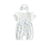 Loalirando Musselin Baby Kleidung Mädchen Sommer Neugeborene Kurz Strampler Kurzarm ohne Füße One Piece Outfit Einteiler (Weiß, 1-3 Monate)