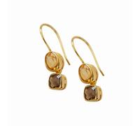 LOBERON Ohrringe Ovique, Hochwertige Eleganz, Schlicht mit Natürlichen Edelsteinen, Ohrhänger, Schmuck, Accessoire, 925er Sterlingsilber, Citrin-Edelstein, gold