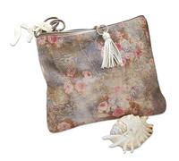 Loberon Täschchen Ottilie, Floraler Print, Romantischer Charme, Reißverschluss mit Quaste, Accessoire, Ziegenleder, Baumwolle, bunt