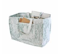 Loberon Tasche Dedwen - Edles Toile-de-Jouy-Design - Wattierte Verarbeitung - Accessoire - Aufbewahrung - Leinen - Baumwolle, hellblau/creme