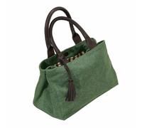 Loberon Tasche Hoya, Zeitloses Design, Hochwertiger Charakter, Magnetverschluss, Accessoire, Henkeltasche, Baumwolle, Büffelleder, grün