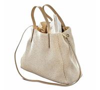 Loberon Tasche Treffrin - Schönes Flechtmuster - mit Reißverschluss Innenfach - Abnehmbarer Schultergurt - Accessoire - Henkeltasche - Baumwolle - Polyamid, braun