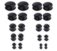 LOCCY 20 Stück Acryl Ohr Plug, Acryl Flesh Tunnel Ohrplug Schwarz Ohr-Stöpsel Double Flared Ohr Plug Expander Piercing Schmuck für Männer Frauen, 4/5/6/8/10/12/14/16/18/20mm (Schwarz mit O-Ring)