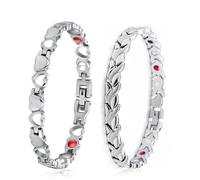 LOCCY Magnetarmband Damen, 2 Stück Frauen Magnet Armband Herz Magnetisches Armband mit Ultrastarke Magnete Geschenk für Geburtstage, Weihnachten, Valentinstag, Jahrestag (Silber Set 3)