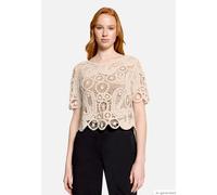 Lochstrick-Pullover mit U-Boot-Ausschnitt beige 38