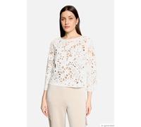 Betty Barclay Lochstrick-Kurzpullover mit U-Boot-Ausschnitt und floralem Lochmuster Weiß 46