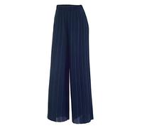 Lock and Love Damen Knöchel-/Maxi-Plissee-Hose mit weitem Bein Palazzo-Hose mit Kordelzug/Gummizug - Blau - Large-X-Large