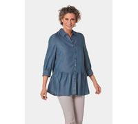 Tunika GOLDNER "Locker fallende Tunikabluse aus angenehmer Qualität", Damen, Gr. 42, blau (taubenblau), Obermaterial: 100% Lyocell CLY., normal, Sonstiges, Tuniken, Ohne (78571825-42) taubenblau