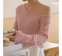 Locker geschnittener asymmetrischer Strickpullover für Frauen, Langarm, Neuheit für Herbst/Winter