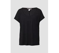 Locker geschnittenes T-Shirt aus Leinenmix S schwarz 2165299.9999.S
