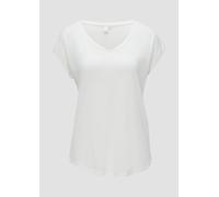 T-Shirt QS, Damen, Gr. XS (34), weiß, Obermaterial: 70% Modal, 30% Polyester, unifarben, relaxed fit taillenbedeckt, V-Ausschnitt, Kurzarm, Shirts, mit V-Ausschnitt (94353505-XS) weiß
