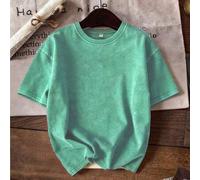 Locker sitzendes, abgenutztes, gewaschenes Kurzarm-Top, Oversized Vintage-High-Street-Style-Basic-T-Shirt für den Sommer-Casual-Look