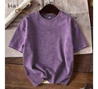 Locker sitzendes Vintage gewaschenes Kurzarm T-Shirt, entspannter Oversized Retro High Street Stil Basic Sommer Lässig