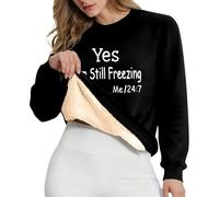 Lockere kapuzenlose Damen-Sweatshirt-Variante mit langärmligem Rundhalsausschnitt Bedruckt fleecegefüttert lässige Loungewear für Alltag Outdoor-Aktivitäten weiches Pullover-Shirt ideal (Black, XXL)