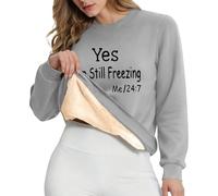 Lockere kapuzenlose Damen-Sweatshirt-Variante mit langärmligem Rundhalsausschnitt bedruckt fleecegefüttert lässige Loungewear für Alltag Outdoor-Aktivitäten weiches Pullover-Shirt ideal für (GY1, XXL)