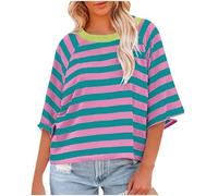 Lockere Passform Damen Sweater Grünes Tshirt Damen Damen Sweatshirts Pullover Damen Grün Long Sleeve Shirt Gestreift Sweat-Shirts Damen Oversized Pulli Damen Damen-Sweatshirt Gestreiftes