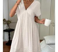 Lockeres Freizeitkleid aus Leinen für Damen im Sommer, Farbe Beige, geeignet für Musikfestivals, Sommerkleider für Damen, Sommerkleid, Freizeitkleid,