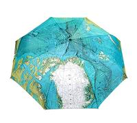 LOCOMO Herren Frauen Weltkarte Atlas Globe 8 Panel Compact Faltbarer Regenschirm faf070 Grün grün
