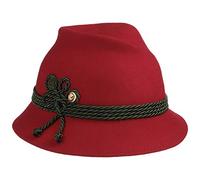 Lodenhut Manufaktur Dirndl Trachtenhut Wollfilz Tirolerhut Uni Kordel Made in Italy Damen Sommer Winter rot One Size