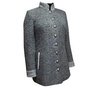 Lodenjacke Trachtenjacke Gehrock Loden Trachten-Jacke Blazer Janker Walkjanker Trachtenblazer Damenjacke Trachtengehrock lange Jacke grau Trachtenjanker Janker gewalkt Wolle Walk-Loden, Größe:36