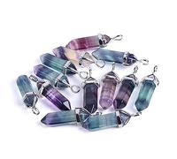 LODMLOER Fluorit-Anhänger-Halskette Für Damen - Natürlicher Fluorit-Anhänger,Sechseckiges Prisma,Raue Stein-Halskette,Farbe Glühwürmchengrün,Glühwürmchen-Halsketten-Anhänger,Halbedelstein-Schmu