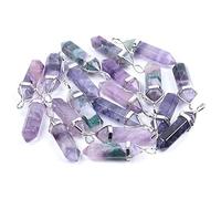 LODMLOER Fluorit-Anhänger-Halskette Für Damen - Natürlicher Fluorit-Anhänger,Sechseckiges Prisma,Raue Stein-Halskette,Farbe Glühwürmchengrün,Glühwürmchen-Halsketten-Anhänger,Halbedelstein-Schmu