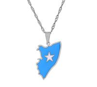 LODMLOER Somalia 316L Karte Halskette - Somalia Karte Halskette Flagge Halskette Männer Frauen 316L Karte Form Halskette Trend Party Geschenk Modeschmuck,y,45Cm