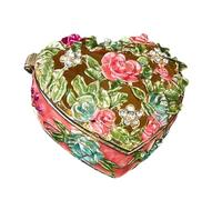 Lodoot Handgeschnitzte Schmuckschatulle im französischen Stil, emaillierte Blume, elegante Zink-Legierung, dekorative Aufbewahrungsbox für Zubehör