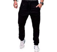 Loeay Mens Slim Fit Hose Trainingsanzug Bottoms Skinny Jogger Men Casual Cargo Regular Hose Trainingshose Loose Fit Schwarz L