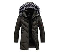 Loeay Mens Winter Warm Dick gepolsterte Jacke Lange Verdicken Mantel Warm Hooded Outwear Overcoat Herren Outdoor Kapuzenjacke HQ918 Grün XXL