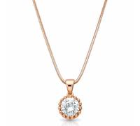 Löb 18K Roségold Vergoldet Kette Zirkonia Stein Tropfen Anhänger Rund rosé Damen Halskette Steinanhänger Solitär Strass Glitzer Tropfenanhänger Diamant