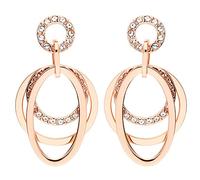 LÖB 750 Roségold Vergoldet Ohrringe Hängend Ringe Oval Tropfen Anhänger Damen Ohrhänger Ohrstecker Kreis Tropfenform Modern Elegant Lang Rosé Gold