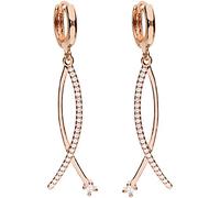 LÖB 750er (18 Karat) Roségold Vergoldet Ohrringe Hängend Zirkonia Infinity Anhänger, Damen Creolen Damen Ohrhänger Unendlichkeit Strass Tropfen Lang Brautschmuck