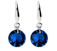 LÖB 750er (18 Karat) Weißgold Vergoldet Ohrringe Hängend mit Zirkonia Solitär Stein Anhänger Silber Blau, Damen Ohrhänger Steinanhänger Strass Glitzer Diamant Form Klein Klassisch